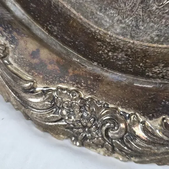 Vintage Reed & Barton Silverplate Serving Platter Burgundy Pattern S2315 Floral Serveware